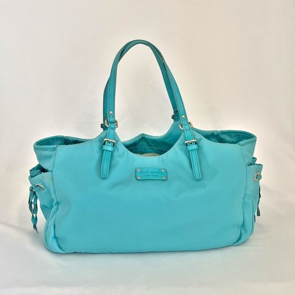 KATE SPADE Nylon and Leather Large Turquoise Shoulder Bag - Picture 10 of 15